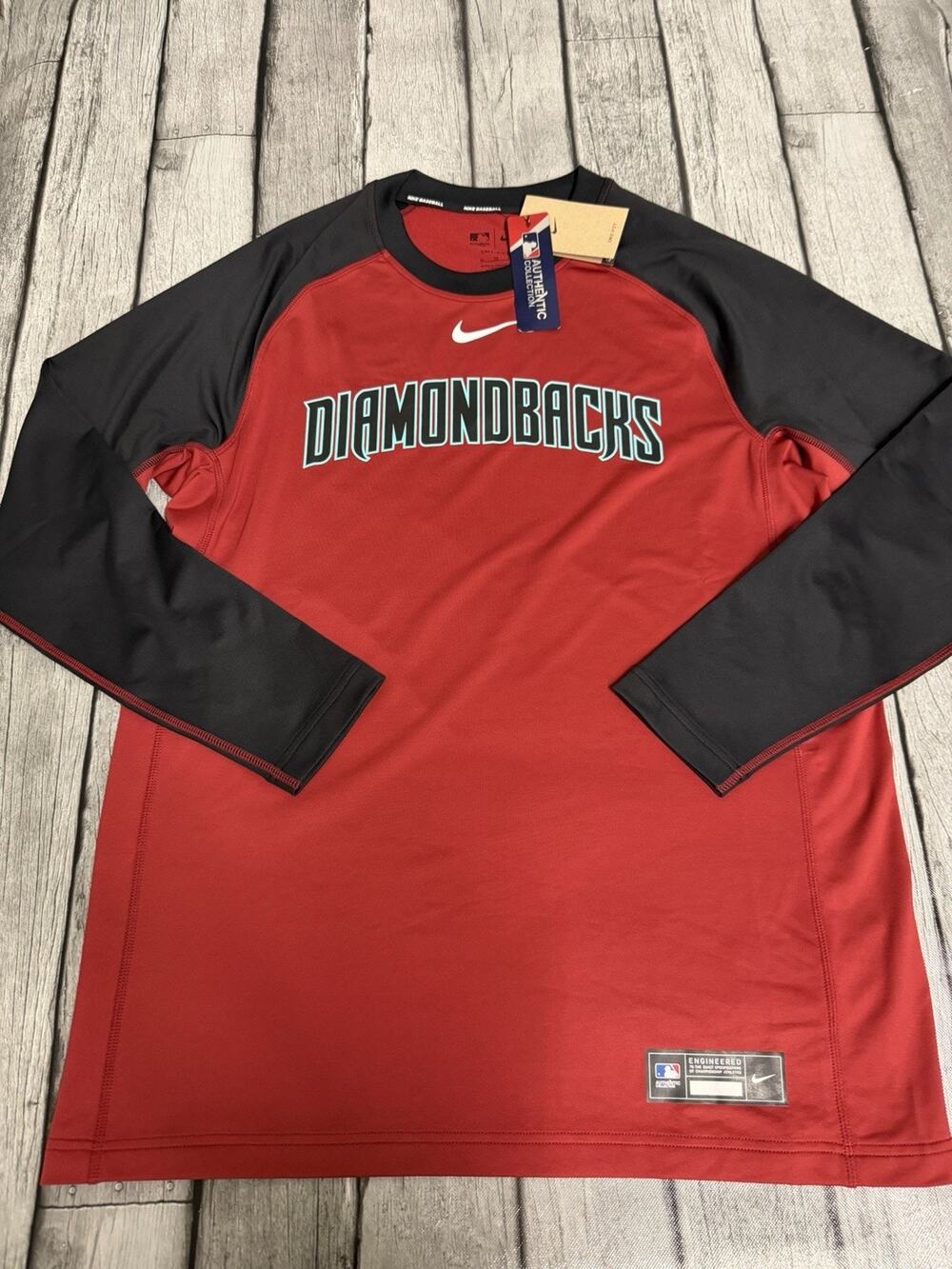 NWT Men's Nike Arizona Diamondbacks Game Time Raglan Dri Fit LS Shirt Red XL